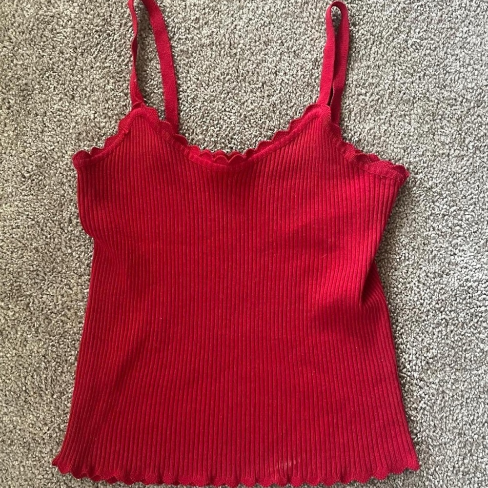 Red Ribbed Camisole Top